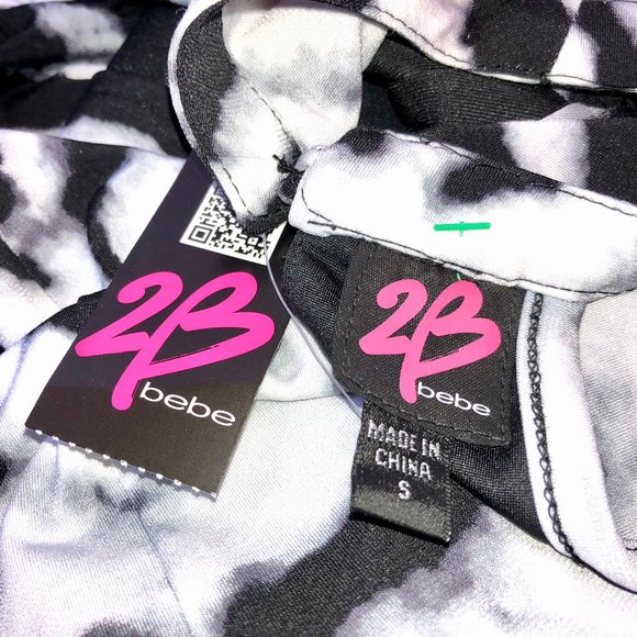 Bebe Dress Sleeveless Tribal Ink with Chain Trim Stretch NEW with tags - Picture 8 of 11